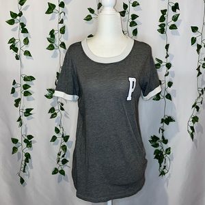 Victoria's Secret PINK | Crewneck Graphic T-Shirt | Charcoal Gray S